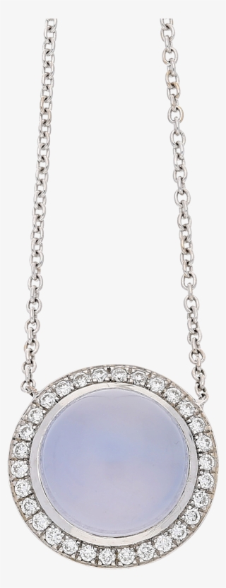 Rome 18ct White Gold, Sky Blue Cabochon And Diamond - Pendant