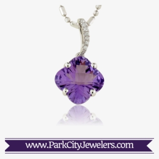 Amethyst Flower And Diamond Necklace - Gold Ring Colour Stone