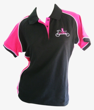 *new Ladies Black/pink Polo - Polo Shirt Black Pink