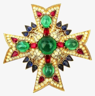 Crown Trifari ~jewels Of India~ Maltese Cross Pin Brooch - Vadodara Urban Development Authority Logo