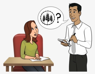 Dmh 110080 23 04 Waiter Question Wheat Allergen Customer - Waiter And Customer Cartoon