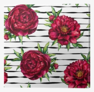 Seamless Pattern Watercolor Flower Peony Marsala On - Fundo Floral Vermelho Para Convite