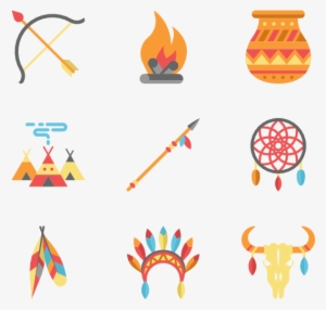Color American Indigenous Elements - Native American Icons