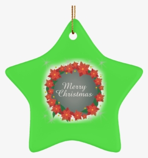Poinsettia Festive Christmas Tree Decoration New Hanging - Merry Christmas-poinsettias-ribbons-custom Card