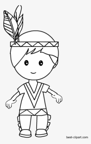 Black And White Native American Boy Clip Art - Native Americans In The United States