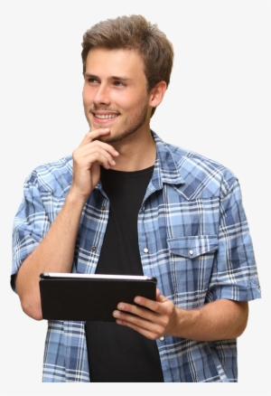 Personpleasantly Distracted Man Thinking - Hand Thinking