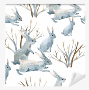 Watercolor Seamless Pattern Wall Mural • Pixers® • - Bunny Seamless Pattern
