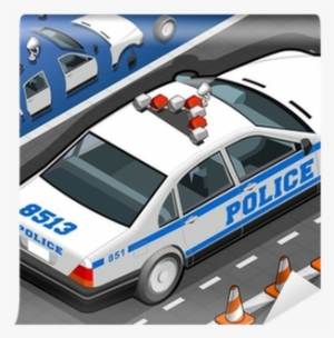 Isometric Police Car In Rear View Wall Mural • Pixers® - Police Car