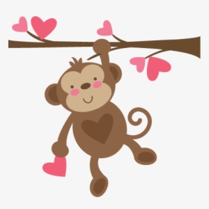 Valentine Monkey Svg File For Scrapbooking Cardmaking - Happy Valentines Day Monkey