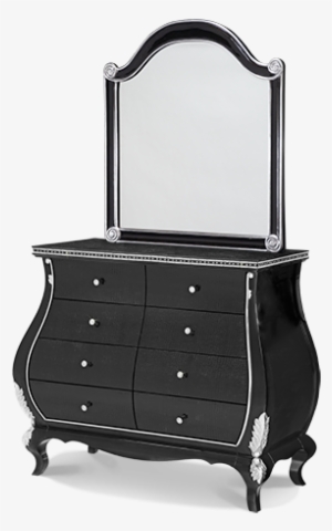 Amini Black Iguana Bombe Chest And Mirror - Aico Hollywood Swank Bombe Chest And Mirror