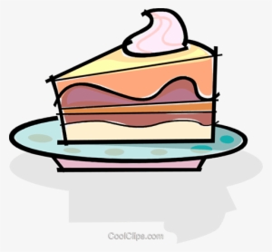 Slice Of Cake On A Plate Royalty Free Vector Clip Art - Slice Of Cake Clip Art