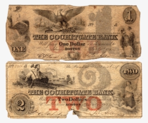 Pair Of 1850s $1 & $2 Cochituate Bank Of Boston, Ma - Massachusetts