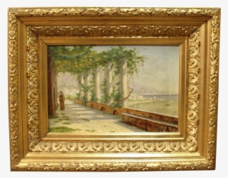 Oil Painting On Canvas In Frame Decorated With Gold - Picture Frame