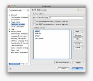 Gate Web Services Preference Page