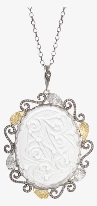 Sterling Silver Pendant With Crystal And Gold Leaf - Locket