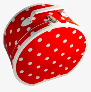 Hat Box 40cm Red With White Dots