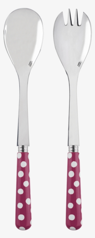 White Dots Fuschia Salad Set 2 Pcs - Polka Dot