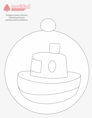 Bola Navidad Con Barco - Line Art