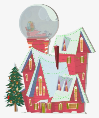 Background Exterior Santa House Winter Globe House - Santa House Animated