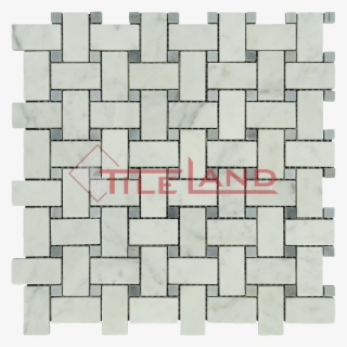 Carrara 1×2 Basketweave Blue Dot - Tile
