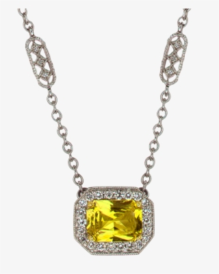Yellow Sapphire Radiant Diamond Frame Pendant With - Silver Love Heart Necklace