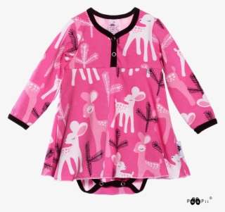 Paapii Design- Onesie Dress In Pink Bambi Organic Jersey - Pajamas
