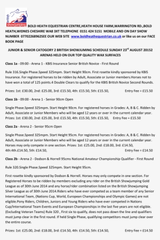 Entries Are On The Day - British Show Jumping Rules