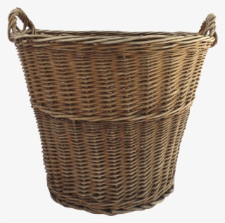 Vintage French Style Wicker Laundry Basket Tall Side - Wicker
