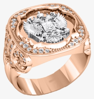 Man's Ring In Red And White Gold Of 585 Assay Value - Кольцо С Гербом России
