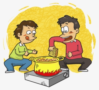 Cartoon Food Boy - Cartoon Two Man Cooking