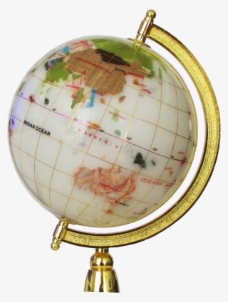 Globe Terrestre Blanc 15 Cm De Diameetre Sur Un Pied - Brass