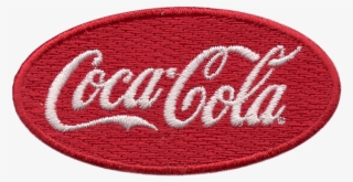 A Round Red Emblem With White Embroidery Detailing - Coca Cola