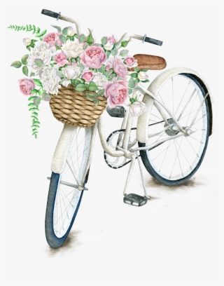 On Bicycle Light Napkin Daily Pillow T-shirt Clipart - Flower Bicycle Basket Png
