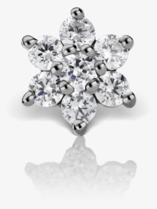 5mm Diamond Flower Threaded Stud - Platinum