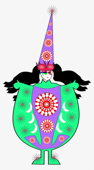 Clown Wearing Large Dress And Long Hat - Clown