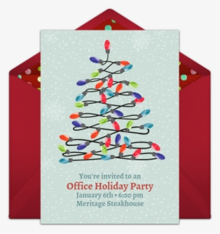 Happy Holiday Lights Online Invitation - Light Bulb Christmas Tree