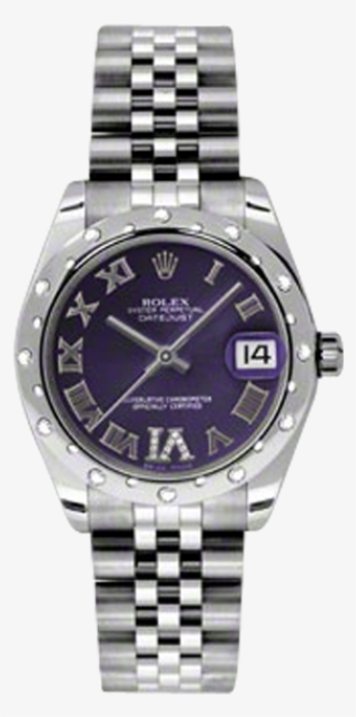 Stainless Steel Purple Diamond/roman Dial - Rolex Datejust Women Black Dial