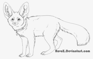 Fennec Fox Comm - Winged Fennec Fox Lineart