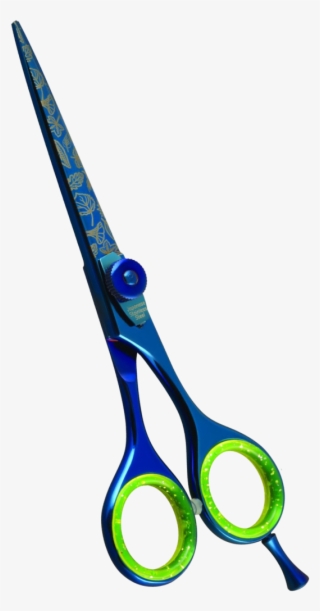 Samurai Barber Shears Blue Titanium With Unique Texture - Scissors