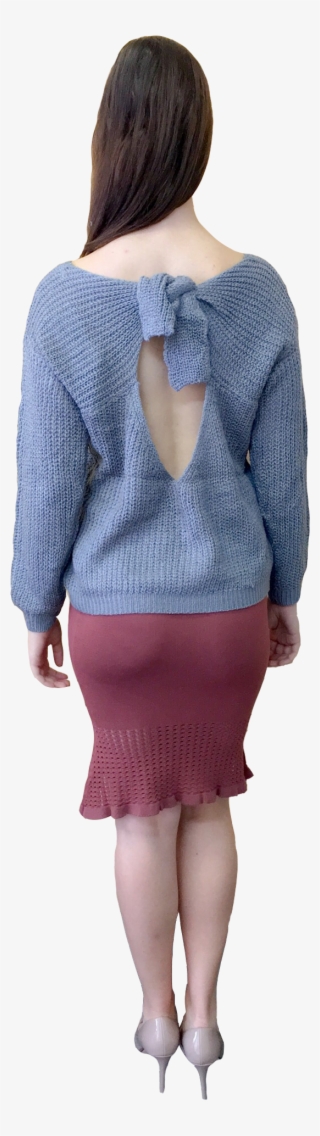 Tie Back Keyhole Jumper In Grey - Miniskirt