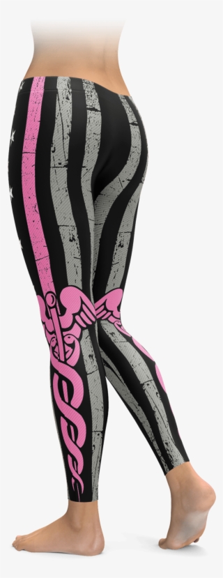 Caduceus Thin Pink Line Leggings - Leggings