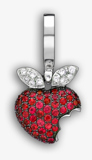 White Gold & Ruby Baby Bitten Apple 'art Charm - Locket