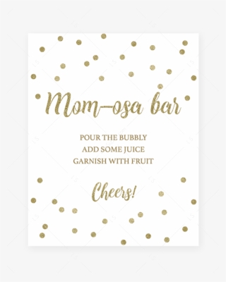 Momosa Bar Table Sign With Gold Confetti By Littlesizzle - Paper