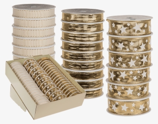 Golden Coloured Ribbon - Vánoční Stuha