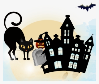 Haunted Clipart Halloween Cat - Cadılar Bayramı Ile Ilgili Resimler