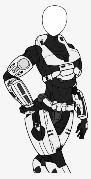 Halo Wars Clipart Black And White - Halo Female Spartan Drawing