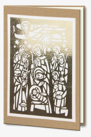Kraft Gold Foil Nativity Scene - Invitacion Para Posada Navideña Catolica
