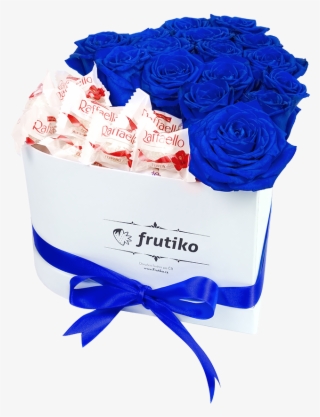 Heart Box Blue Roses Raffaello - 18 Růží V Krabici