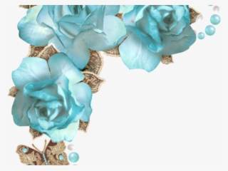 Blue Rose Clipart Border - Blue Flowers Corner Png