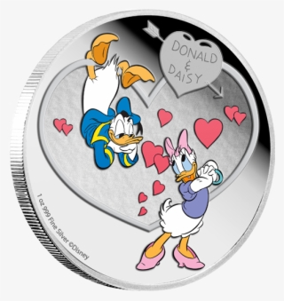 Fine Silver Coloured Coin Love Crazy Mintage - Donald And Daisy Love